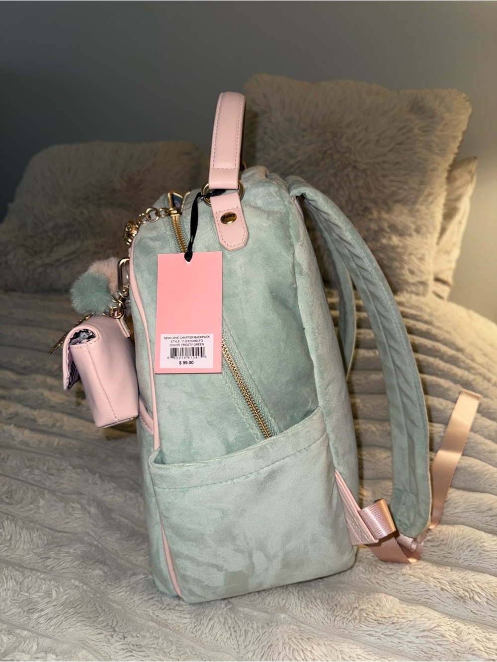 Juicy couture Velour Backpack with Mini Purse and Pom Charm - Picture 4 of 9